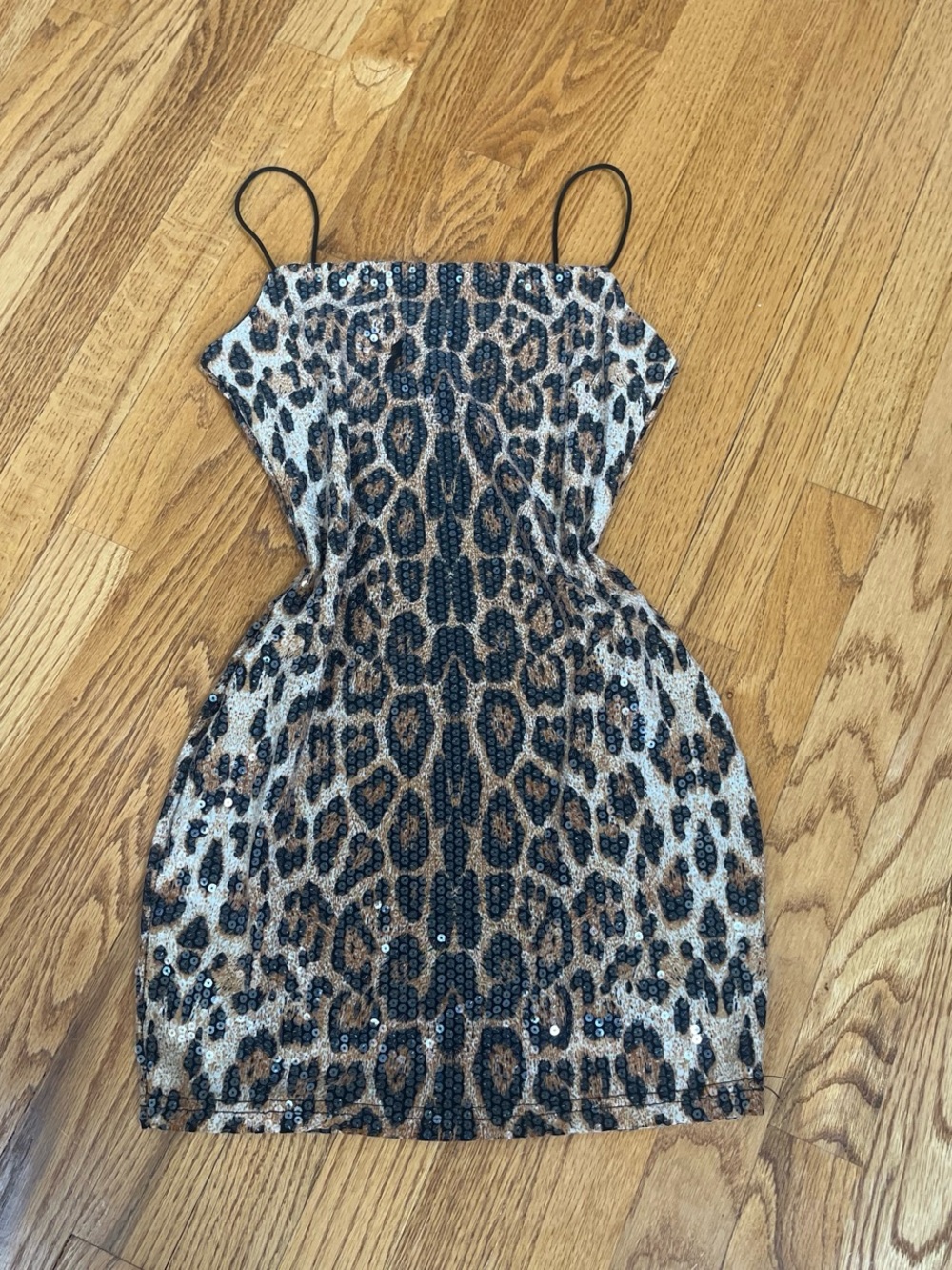 Leopard Print Sequin Mini Dress